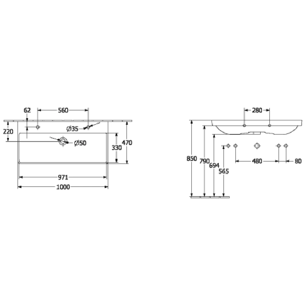 Villeroy & Boch Avento 1000x470 2th White Basin & Semi Pedestal 3 Villeroy & Boch Avento 1000x470 2th White Basin & Semi Pedestal - Image 3