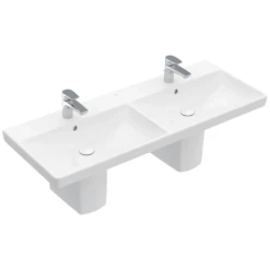 Villeroy & Boch Avento 1200x470 2th White Double Basin & Semi Pedestals