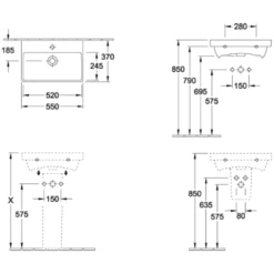 Villeroy & Boch Avento 550x370 1th White Basin & Semi Pedestal -HANSGROHE Shop villeroy boch avento 550x370 1th white basin semi pedestal p66042 285234 image