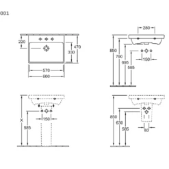 Villeroy & Boch Avento 600x470 1th White Basin & Semi Pedestal -HANSGROHE Shop villeroy boch avento 600x470 1th white basin semi pedestal p66041 285197 image