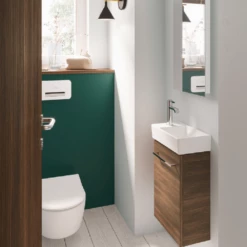 Villeroy & Boch Avento Arizona Oak 350mm Wall Hung Vanity Unit & Basin (Tap On Left) -HANSGROHE Shop villeroy boch avento arizona oak 350mm wall hung vanity unit basin tap on left p66062 285424 image