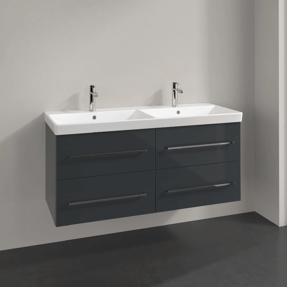 Villeroy & Boch Avento Crystal Grey 1200mm Wall Hung Vanity Unit & Double Basin 1 Villeroy & Boch Avento Crystal Grey 1200mm Wall Hung Vanity Unit & Double Basin