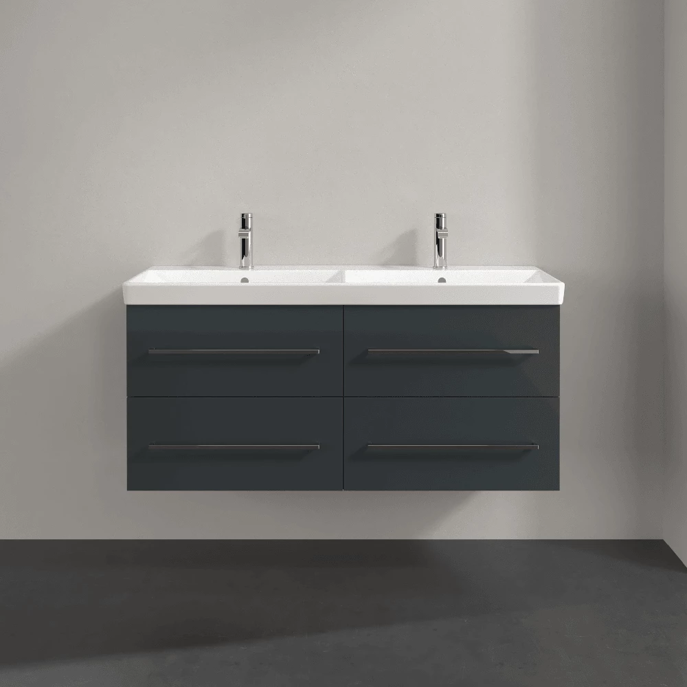 Villeroy & Boch Avento Crystal Grey 1200mm Wall Hung Vanity Unit & Double Basin 2 Villeroy & Boch Avento Crystal Grey 1200mm Wall Hung Vanity Unit & Double Basin - Image 2