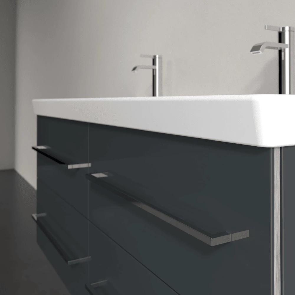 Villeroy & Boch Avento Crystal Grey 1200mm Wall Hung Vanity Unit & Double Basin 4 Villeroy & Boch Avento Crystal Grey 1200mm Wall Hung Vanity Unit & Double Basin - Image 4
