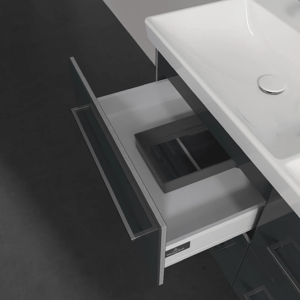 Villeroy & Boch Avento Crystal Grey 1200mm Wall Hung Vanity Unit & Double Basin 5 Villeroy & Boch Avento Crystal Grey 1200mm Wall Hung Vanity Unit & Double Basin - Image 5