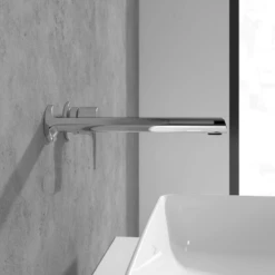 Villeroy & Boch Liberty Chrome Wall Mounted Single-lever Basin Mixer, 220mm Spout, No Waste -HANSGROHE Shop villeroy boch liberty chrome wall mounted single lever basin mixer 220mm spout no waste p69514 294008 image