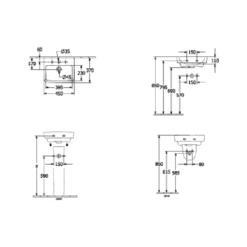 Villeroy & Boch O.novo 450x370 1th White Basin & Semi Pedestal -HANSGROHE Shop villeroy boch o novo 450x370 1th white basin semi pedestal p66003 285207 image
