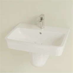 Villeroy & Boch O.novo 600x450 1th White Basin & Semi Pedestal -HANSGROHE Shop villeroy boch o novo 600x450 1th white basin semi pedestal p66004 285259 image