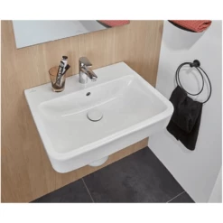 Villeroy & Boch O.novo 600x450 1th White Basin & Semi Pedestal -HANSGROHE Shop villeroy boch o novo 600x450 1th white basin semi pedestal p66004 285260 image