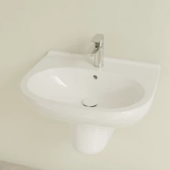 Villeroy & Boch O.novo 600x490 1th White Basin & Semi Pedestal -HANSGROHE Shop villeroy boch o novo 600x490 1th white basin semi pedestal p66014 285168 image