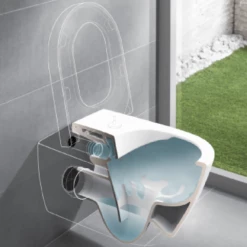 Villeroy & Boch O.novo Compact White Rimless Wall Hung Toilet & Soft Close Seat -HANSGROHE Shop villeroy boch o novo compact white rimless wall hung toilet soft close seat p66035 285340 image